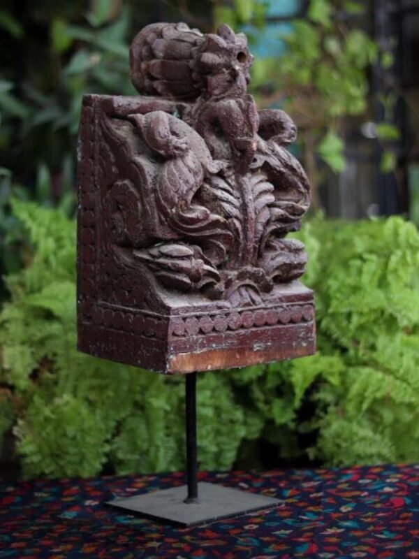 Antique Wooden Carving on Stand - Image 2